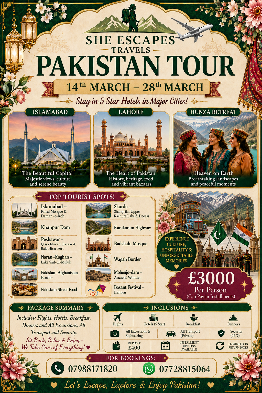 Trip to Pakistan 14th-28th March 2027 (Return date is flexible)