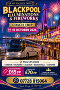 Trip to Blackpool Pleasure Beach illuminations & fireworks. 10th October ,2026