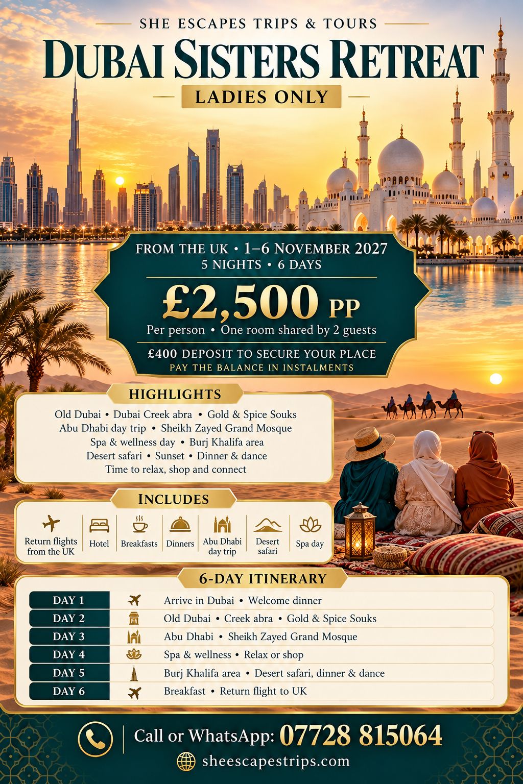 Trip to Dubai 1st -6th November 2027