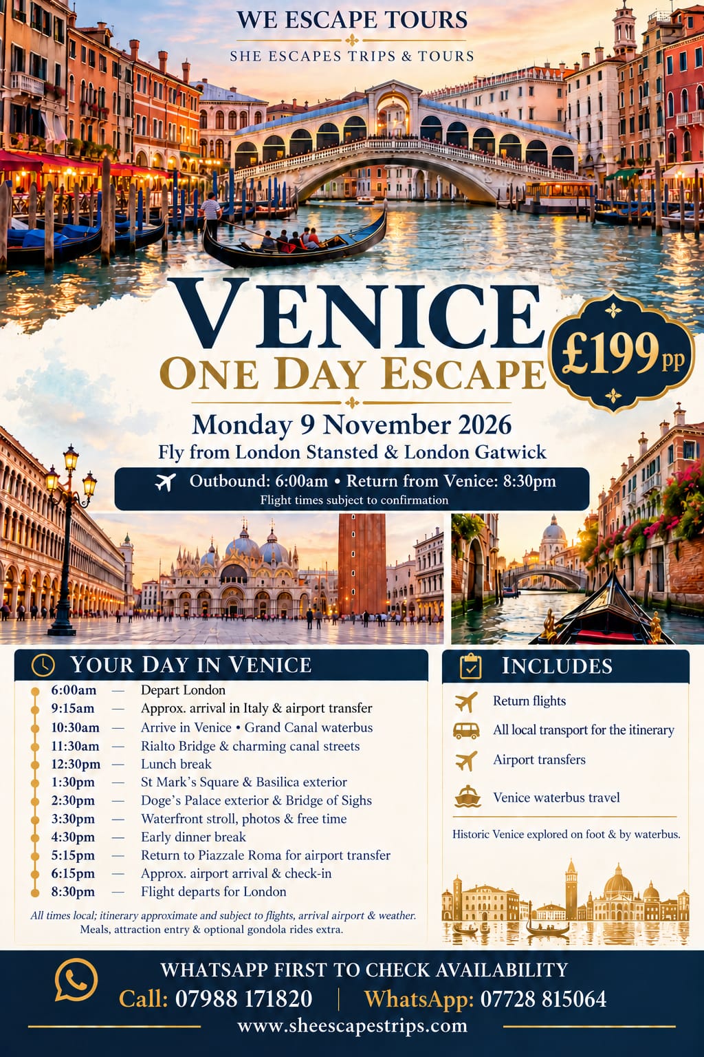 Trip to Venice 9th November 2026